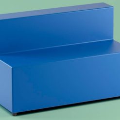 POUF CON SCHIENALE SIMILPELLE BLU IMBOTTITO 120X40X46