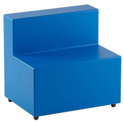 POUF CON SCHIENALE SIMILPELLE BLU IMBOTTITO 80X40X46