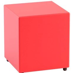 POUF CUBICO IN SIMILPELLE ROSSO IMBOTTITO 40X40X46