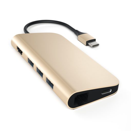 HUB DOCK TYPE C MULTIPORT 4K GOLD GIGABIT-SD-MICROSD-3USB-USBC SATECH